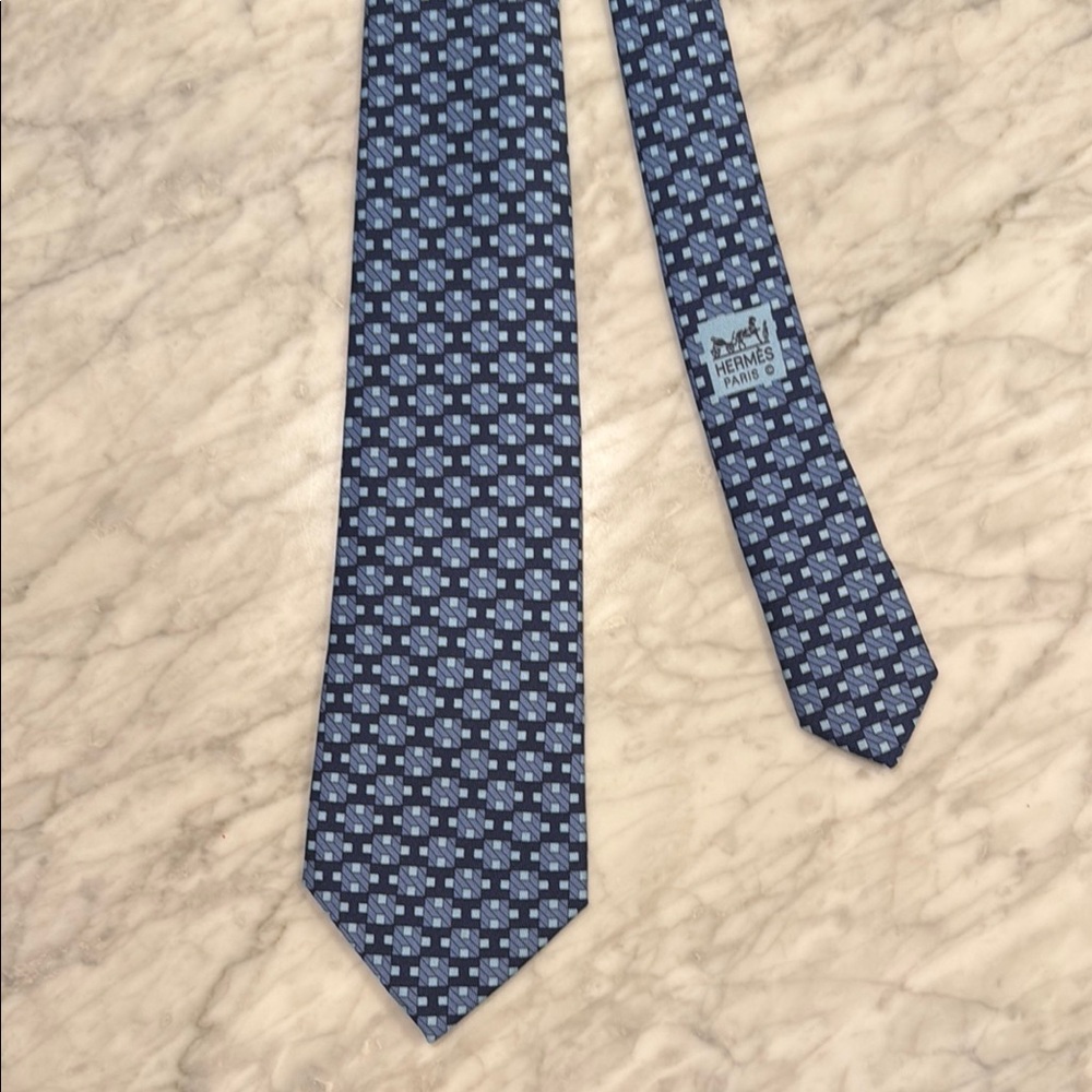 Hermes Blue Patterned Men's Tie